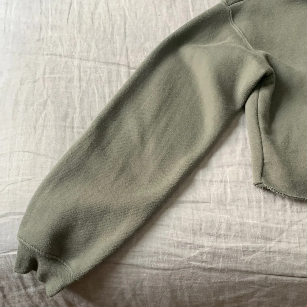 There is No Planet B Olive Green Cropped Hoodie with Environmental Print - Picture 8 of 10